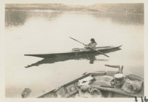 Image of Eskimo [Inuk] in Kayak